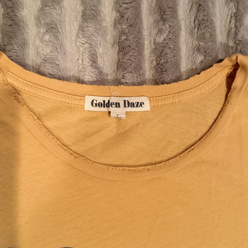 Golden Daze "Sweet Child of Mine" Distressed Graphic Tee Mustard Yellow L - Picture 4 of 6